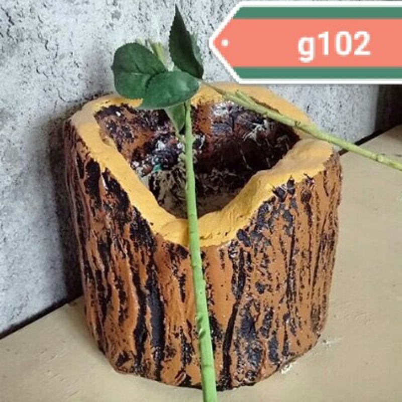 گلدان سیمانی طرح چوب